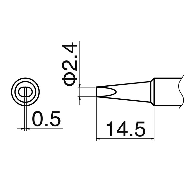 Hakko Soldering Tip, Chisel, 2.4mm x 14.5mm - Image 5